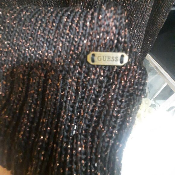 Guess Womens Metallic Long Sleeve Tunic V Neck Sweater Size Small - Picture 4 of 7